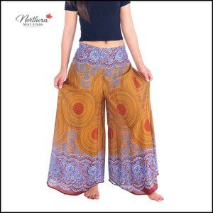 Wide Leg Palazzo Pants with Elastic Waist, Boho Harem Yoga Pants